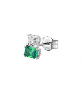 Mono Orecchino Gioielli Fancy by Brosway in argento zircone baguette bianco e verde flg06