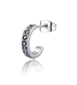 Mono Orecchino Gioielli S\'agapò Snap cerchio in acciaio e cristalli hematite snp36