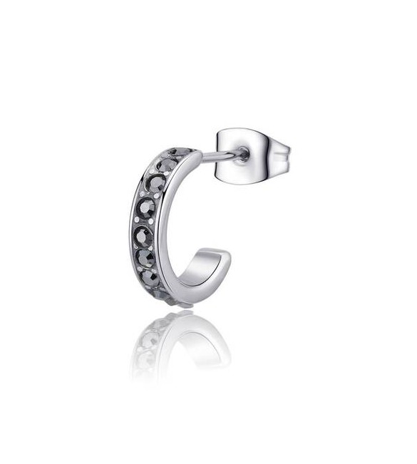 Mono Orecchino Gioielli S\'agapò Snap cerchio in acciaio e cristalli hematite snp36