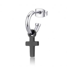 Mono Orecchino Gioielli S\'agapò Snap cerchio in acciaio e croce pvd gun snp30