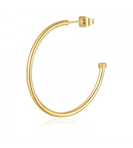 Mono Orecchino Gioielli Sagapò Happy Ears base in acciaio pvd oro Cerchio 37 shea17
