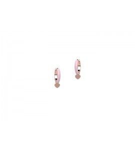 Orecchini Cerchio Bambina Gioielli Nanan Bijou Cuore argento rosato smalto rosa nan0329