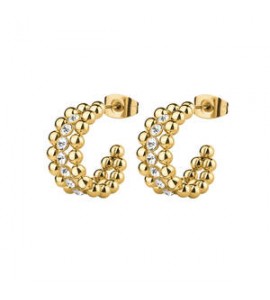 Orecchini Cerchio Donna Gioielli Brosway Perfect in acciaio pvd oro con cristalli bpc25