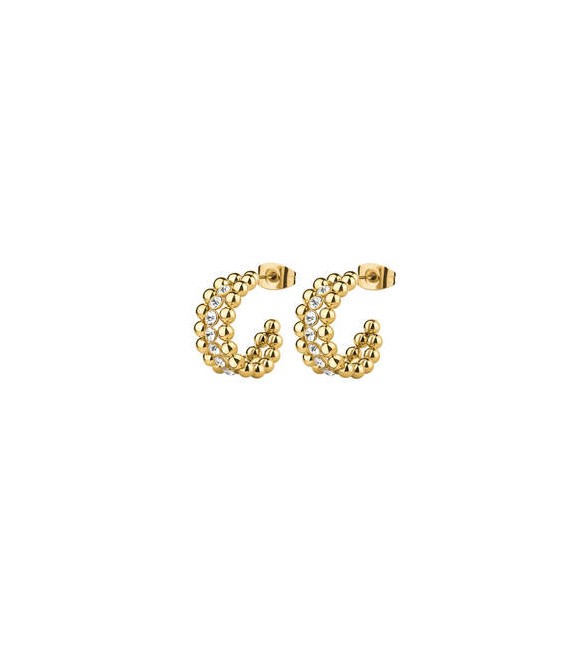 Orecchini Cerchio Donna Gioielli Brosway Perfect in acciaio pvd oro con cristalli bpc25