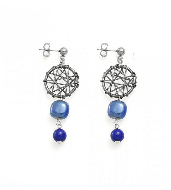 Orecchini donna gioielli Antica Murrina Natural Circle Blu or602a06