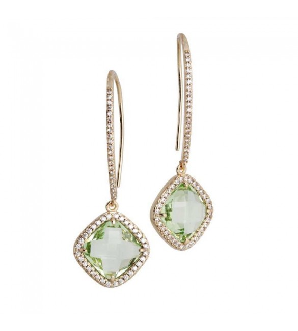 Orecchini donna gioielli Boccadamo Sharada con gancio monachella, cristallo verde e zirconi xor404d