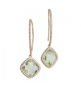 Orecchini donna gioielli Boccadamo Sharada con gancio monachella, cristallo verde e zirconi xor404d