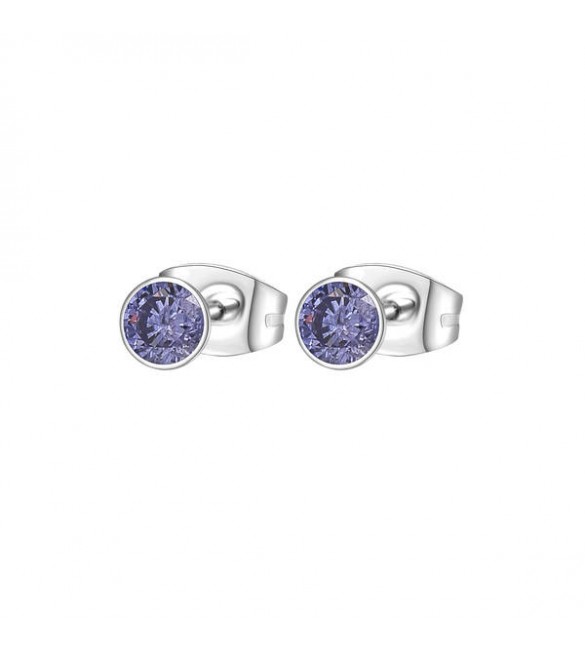 Orecchini donna gioielli Brosway Chakra in acciaio 316L con zirconi tanzanite bhke055