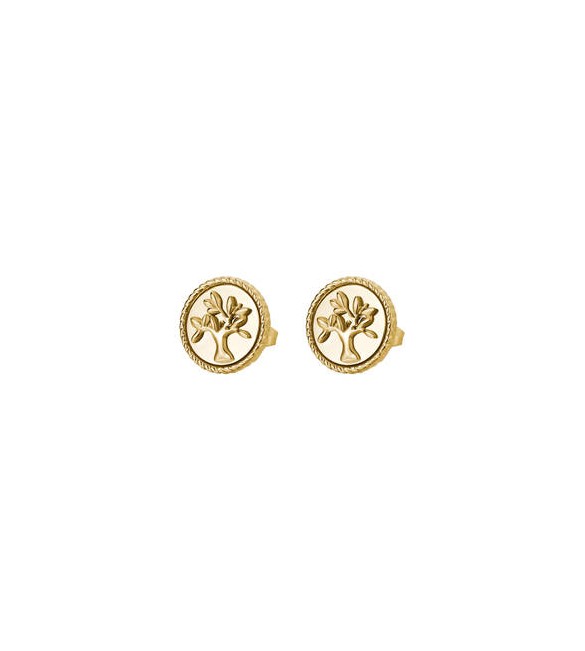 Orecchini donna gioielli Brosway Chakra in acciaio dorato con Albero della Vita bhke143