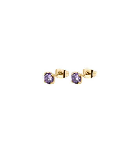 Orecchini Donna Gioielli Brosway Desideri in acciaio pvd oro con zirconi ametista beie009