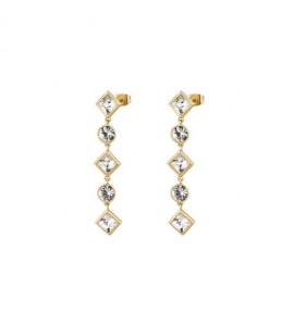 Orecchini Donna Gioielli Brosway Emphasis pendenti in acciaio pvd oro e cristalli crystal beh27