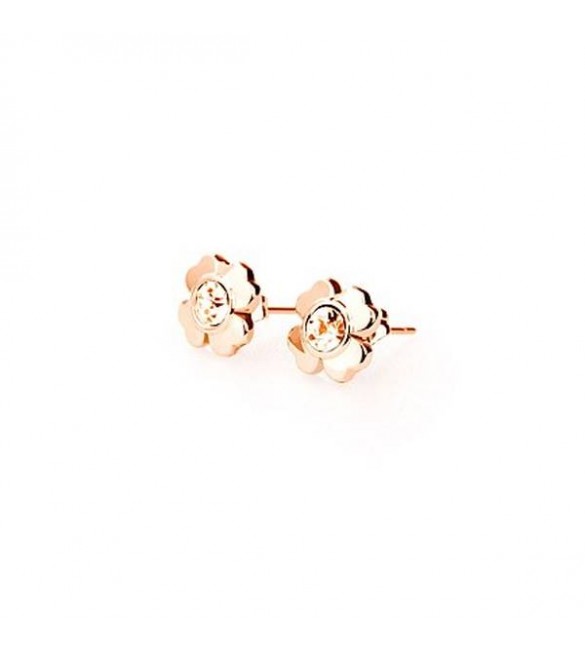 Orecchini donna gioielli Brosway Epsilon acciaio 316L pvd oro rosa cristalli light peach Quadrifoglio beo25