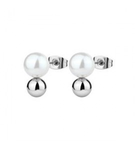 Orecchini Donna Gioielli Brosway Perfect in acciaio con sfera e perla di conchiglia bpc22