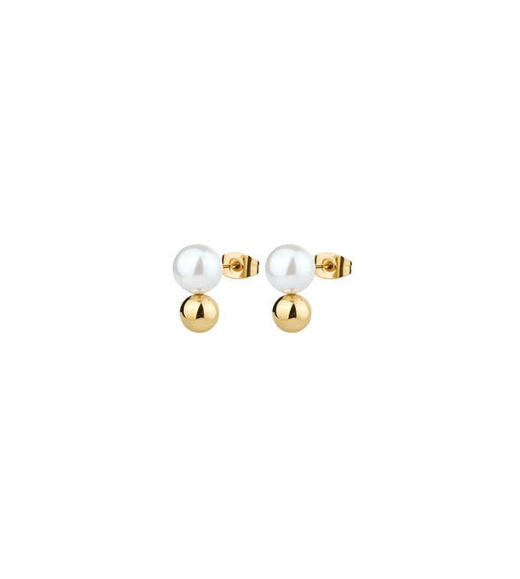 Orecchini Donna Gioielli Brosway Perfect in acciaio pvd oro con sfera e perla di conchiglia bpc23
