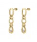 Orecchini Donna Gioielli Brosway Ribbon in acciaio dorato pendenti lunghi catena e cristalli bbn44