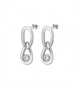 Orecchini Donna Gioielli Brosway Ribbon in acciaio pendenti catena e cristalli bbn41
