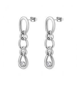 Orecchini Donna Gioielli Brosway Ribbon in acciaio pendenti lunghi catena e cristalli bbn43