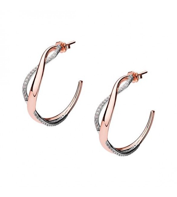 Orecchini donna gioielli Brosway Ribbon in ottone rodiato e zirconi a forma di cerchio infinito bbn24