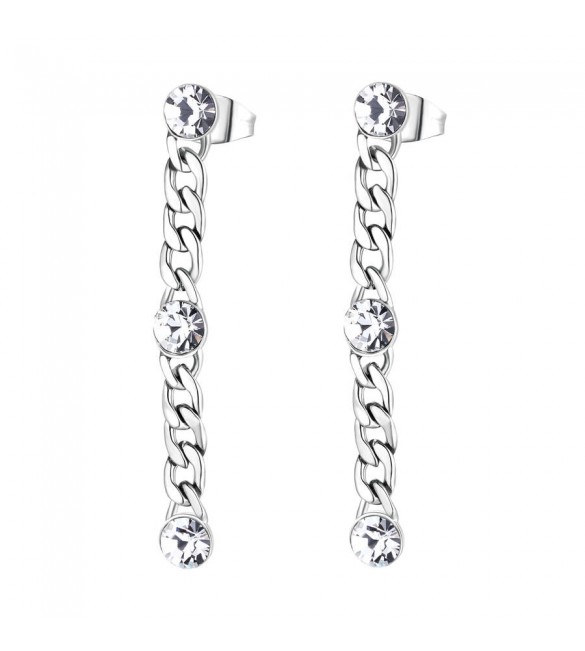 Orecchini Donna Gioielli Brosway Symphonia in acciaio 316L Groumette e cristalli crystal bym89