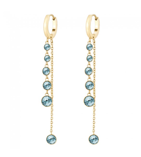 Orecchini Donna Gioielli Brosway Symphonia in acciaio 316L pvd Oro due fili e cristalli crystal bym88