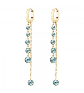 Orecchini Donna Gioielli Brosway Symphonia in acciaio 316L pvd Oro due fili e cristalli crystal bym88