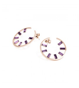 Orecchini donna gioielli Brosway Symphonia in acciaio 316L pvd oro rosa con cristalli bym51