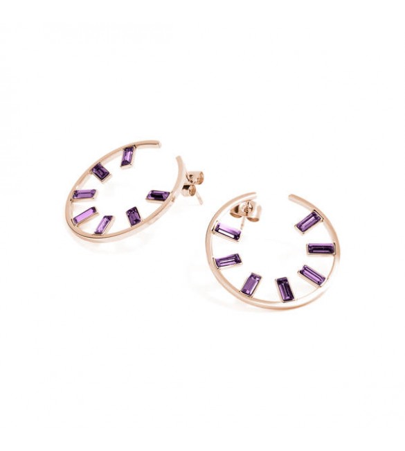 Orecchini donna gioielli Brosway Symphonia in acciaio 316L pvd oro rosa con cristalli bym51