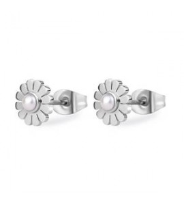 Orecchini Donna Gioielli S\'agapò Message in acciaio con Fiori e perle ssg34