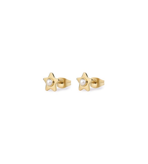 Orecchini Donna Gioielli S\'agapò Message in acciaio dorato con Stelle e perle ssg36