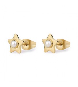 Orecchini Donna Gioielli S\'agapò Message in acciaio dorato con Stelle e perle ssg36