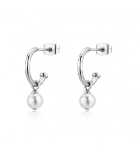 Orecchini Donna Gioielli S\'agapò Wisdom cerchio in acciaio con Perle swi21