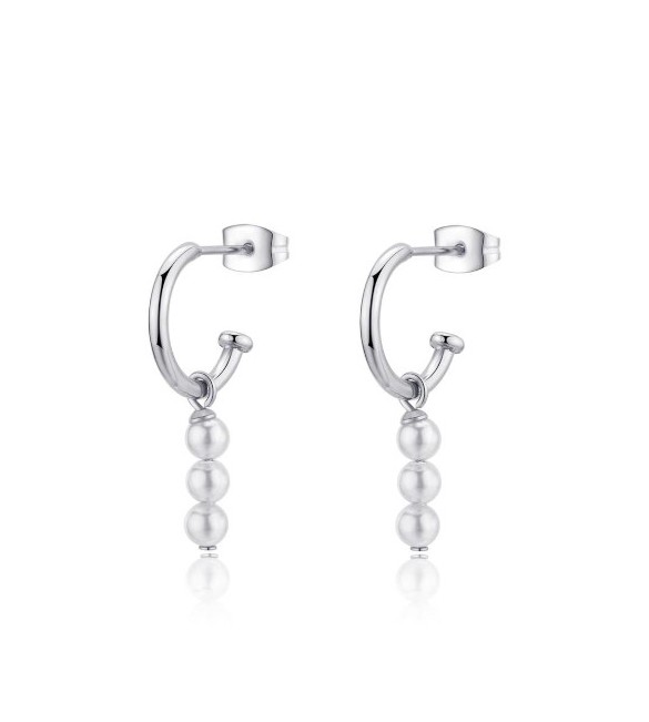 Orecchini Donna Gioielli S\'agapò Wisdom cerchio in acciaio con Perle swi23