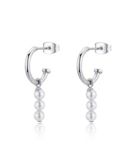 Orecchini Donna Gioielli S\'agapò Wisdom cerchio in acciaio con Perle swi23