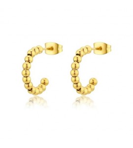 Orecchini Donna Gioielli Sagapò Chunky a cerchio con sfere in acciaio pvd oro shk38