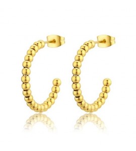 Orecchini Donna Gioielli Sagapò Chunky a cerchio con sfere in acciaio pvd oro shk40