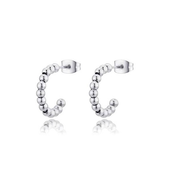 Orecchini Donna Gioielli Sagapò Chunky a cerchio con sfere in acciaio shk37