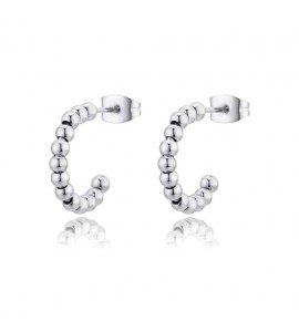 Orecchini Donna Gioielli Sagapò Chunky a cerchio con sfere in acciaio shk37