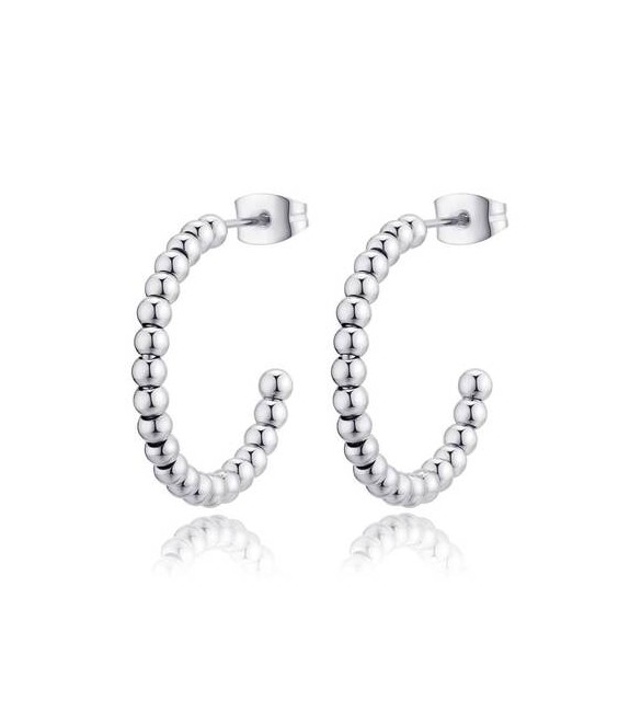 Orecchini Donna Gioielli Sagapò Chunky a cerchio con sfere in acciaio shk39