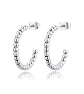 Orecchini Donna Gioielli Sagapò Chunky a cerchio con sfere in acciaio shk39