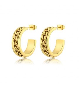 Orecchini Donna Gioielli Sagapò Chunky a cerchio in acciaio pvd oro con groumette shk42