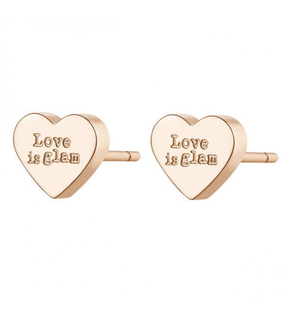 Orecchini donna gioielli Sagapò Click in acciaio 316L con Cuore pvd oro rosa sck41