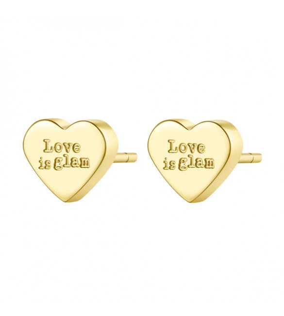 Orecchini donna gioielli Sagapò Click in acciaio 316L con Cuore pvd oro sck40