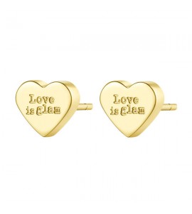 Orecchini donna gioielli Sagapò Click in acciaio 316L con Cuore pvd oro sck40