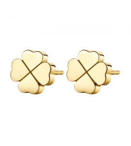 Orecchini donna gioielli Sagapò Click in acciaio 316L con Quadrifoglio pvd oro sck65