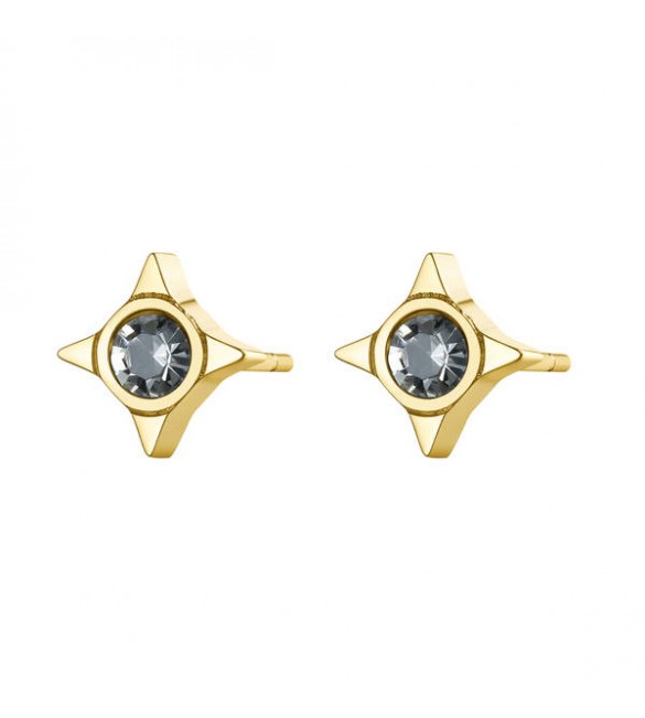 Orecchini donna gioielli Sagapò Click in acciaio 316L con Stella pvd oro e cristalli bianchi sck49