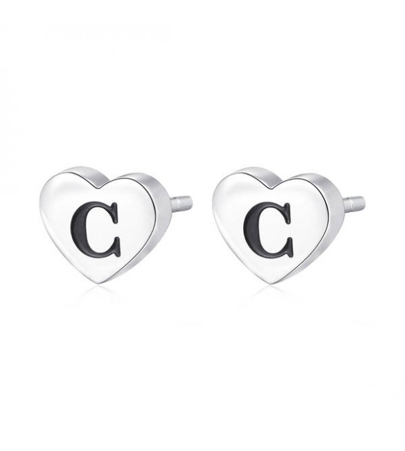Orecchini donna gioielli Sagapò Click in acciaio 316L Cuore iniziale C sck96