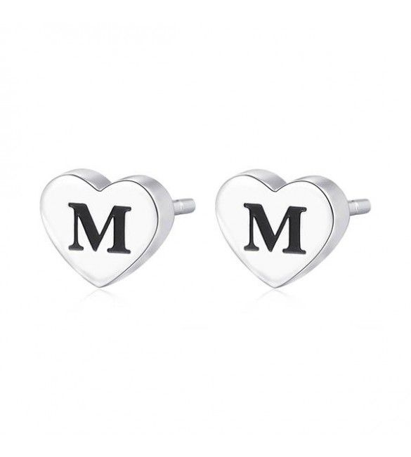 Orecchini donna gioielli Sagapò Click in acciaio 316L Cuore iniziale M sck106