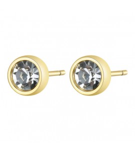 Orecchini donna gioielli Sagapò Click in acciaio 316L pvd oro cristalli bianchi sck26