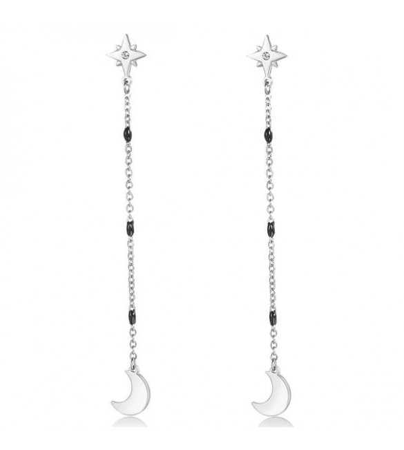 Orecchini donna gioielli Sagapò Droplet in acciaio 316L con Luna e Stelle sdp23