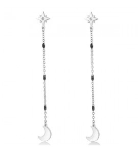 Orecchini donna gioielli Sagapò Droplet in acciaio 316L con Luna e Stelle sdp23